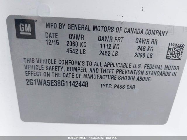 Chevrolet Impala Limited Ls 2016 2G1WA5E38G1142448 Image 9
