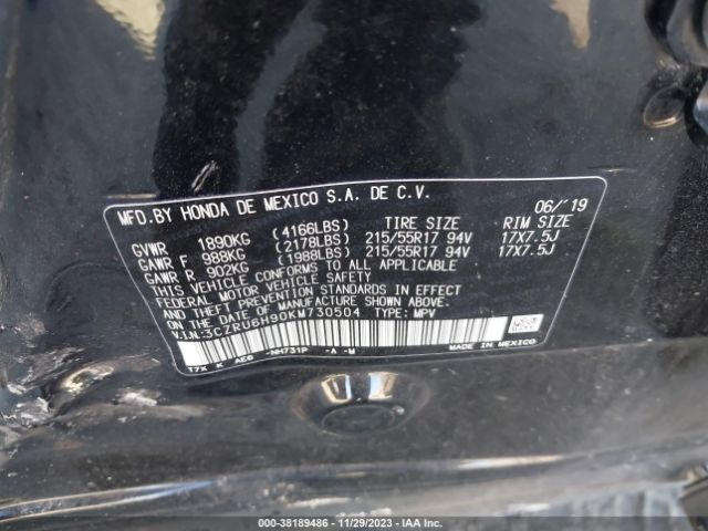 3CZRU6H90KM730504 Honda Hr-v Touring