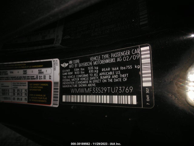 2009 MINI COOPER WMWMF33529TU73769 Photo 8