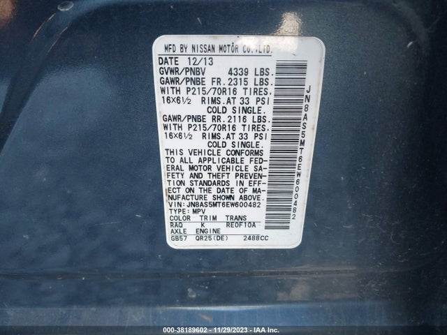 Nissan Rogue Select S 2014 JN8AS5MT6EW600482 Image 9