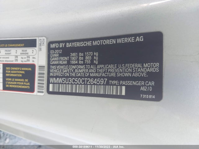 2012 MINI COOPER WMWSU3C50CT264597 Photo 8