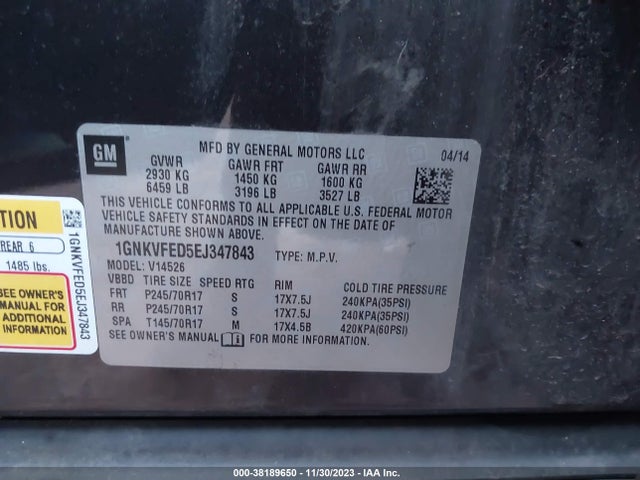 Chevrolet Traverse Ls 2014 1GNKVFED5EJ347843 Image 9