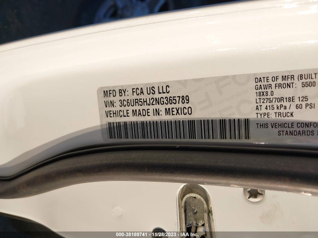 RAM 2500 Tradesman  4x4 8' Box 2022 3C6UR5HJ2NG365789 Image 9