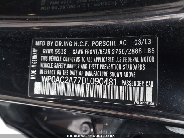 2013 PORSCHE PANAMERA WP0AC2A77DL090481 Photo 8