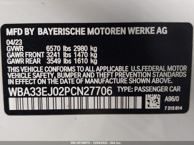BMW 760i Xdrive 2023 WBA33EJ02PCN27706 Image 9