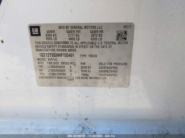 1GT12TEG8HF155491 GMC Sierra 2500hd Slt