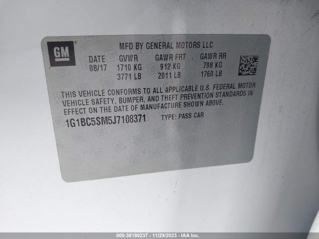 Chevrolet Cruze Ls Auto 2018 1G1BC5SM5J7108371 Image 9