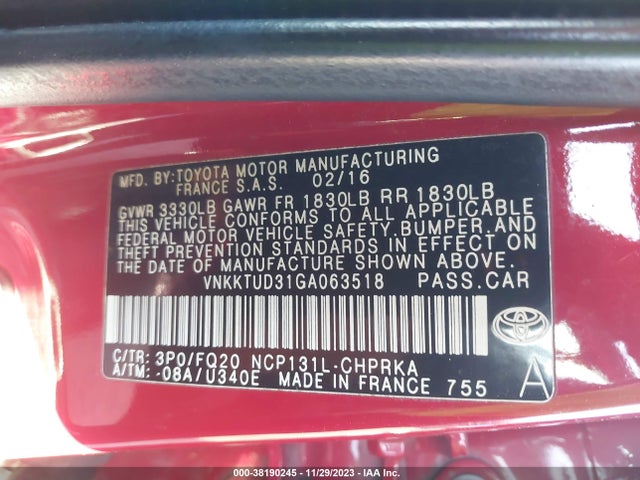 Toyota YARIS L 2016 VNKKTUD31GA063518 Image 9