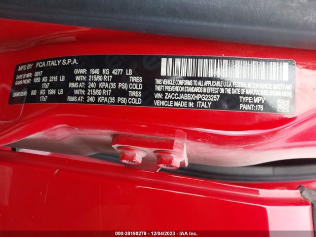 ZACCJABBXHPG23257 Jeep Renegade Latitude Fwd