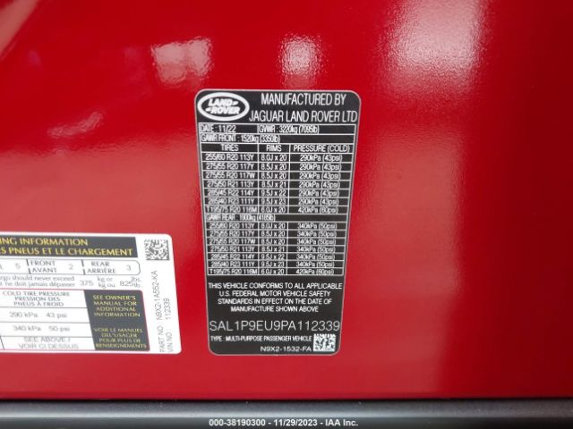 SAL1P9EU9PA112339 Land Rover Range Rover Sport Se