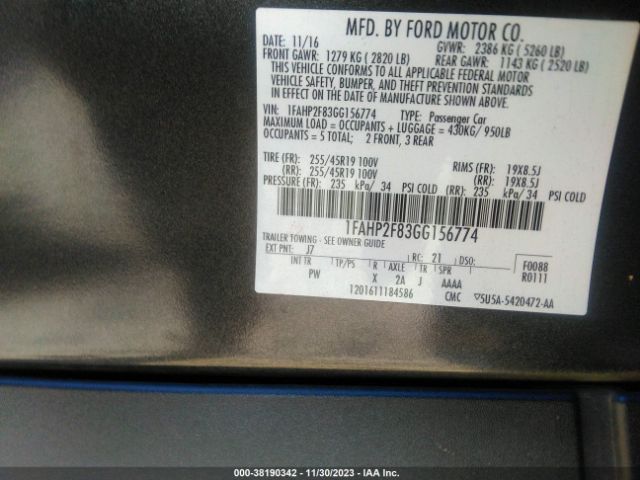 1FAHP2F83GG156774 Ford Taurus Limited