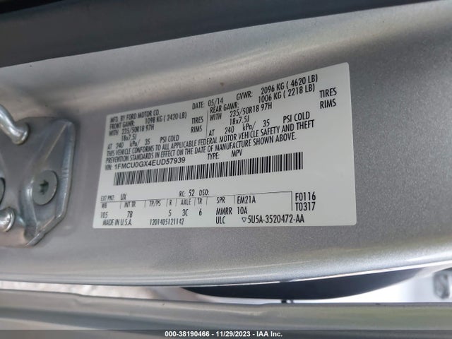Ford ESCAPE SE 2014 1FMCU0GX4EUD57939 Image 9
