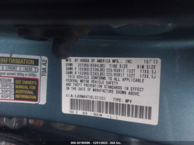 5J6RM4H70EL021001 Honda Cr-v Ex-l