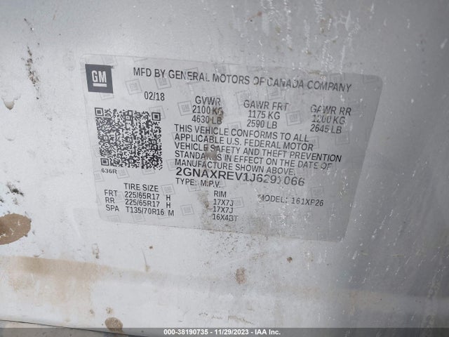 Chevrolet EQUINOX LS 2018 2GNAXREV1J6291066 Image 9
