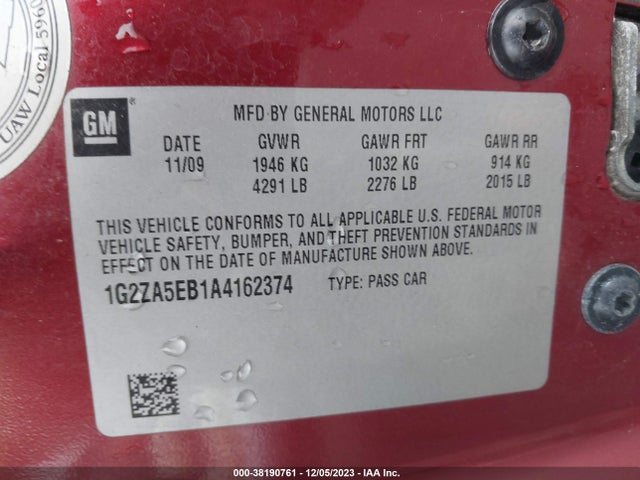 2010 PONTIAC G6 VIN: 1G2ZA5EB1A4162374
