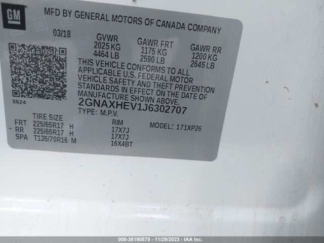 Chevrolet EQUINOX LS 2018 2GNAXHEV1J6302707 Image 9