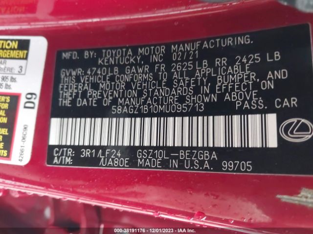 58AGZ1B10MU095713 Lexus Es 350 F Sport