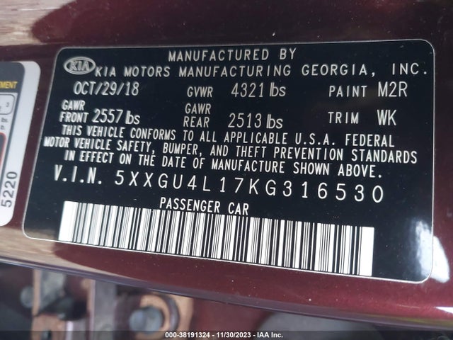 KIA OPTIMA EX 2019 5XXGU4L17KG316530 Image 9