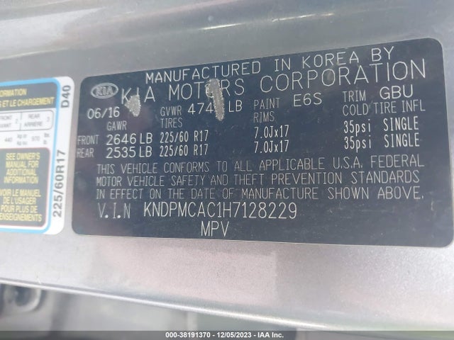 KIA Sportage Lx 2017 KNDPMCAC1H7128229 Image 9