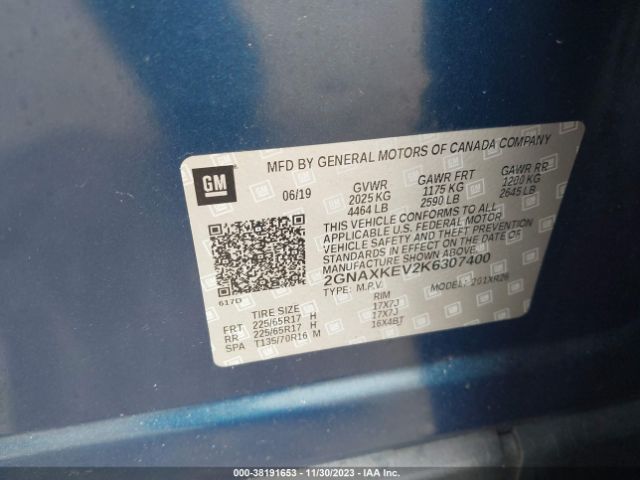 2019 CHEVROLET EQUINOX 2GNAXKEV2K6307400 Photo 8