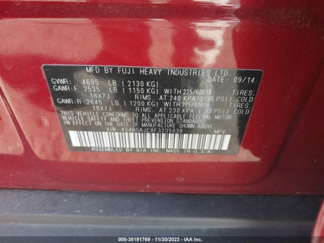 2015 SUBARU OUTBACK 4S4BSAJC8F3235038 Photo 8