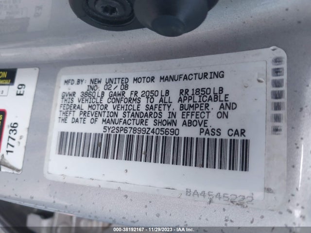 2009 PONTIAC VIBE 1SA VIN: 5Y2SP67899Z405690