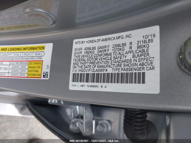 Honda ACCORD LX 2020 1HGCV1F12LA009514 Image 9
