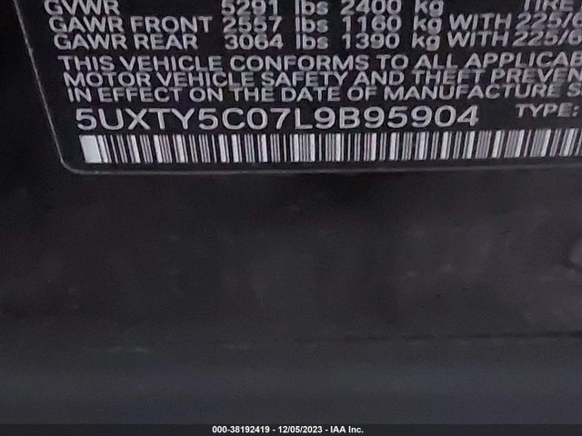 BMW X3 Xdrive30i 2020 5UXTY5C07L9B95904 Image 9