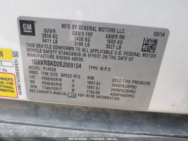 1GKKRSKD2EJ369104 GMC Acadia Slt-2