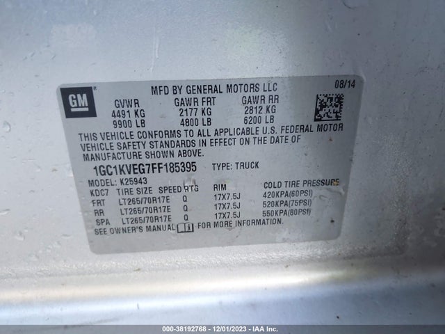 Chevrolet Silverado 2500hd Lt 2015 1GC1KVEG7FF185395 Image 9