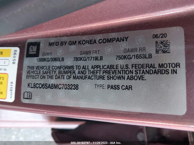 Chevrolet Spark Fwd 1lt Automatic 2021 KL8CD6SA8MC703238 Image 9