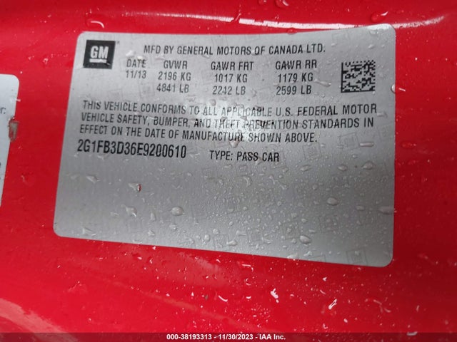 Chevrolet Camaro 1lt 2014 2G1FB3D36E9200610 Image 9
