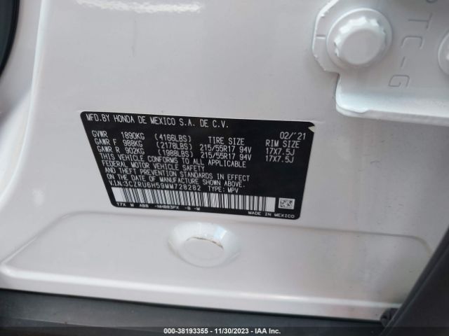 3CZRU6H59MM728282 Honda Hr-v Awd Ex