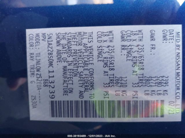 2021 NISSAN MURANO 5N1AZ2BS0MC113239 Photo 8