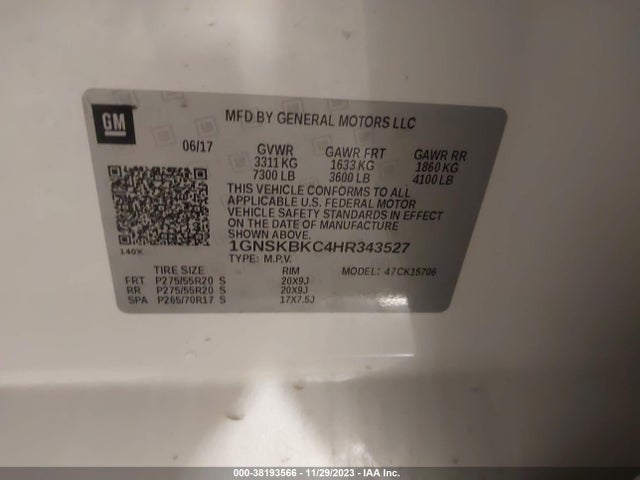 Chevrolet Tahoe Lt 2017 1GNSKBKC4HR343527 Image 9