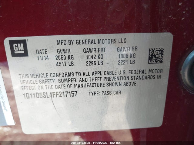 Chevrolet MALIBU 2LT 2015 1G11D5SL4FF217157 Image 9