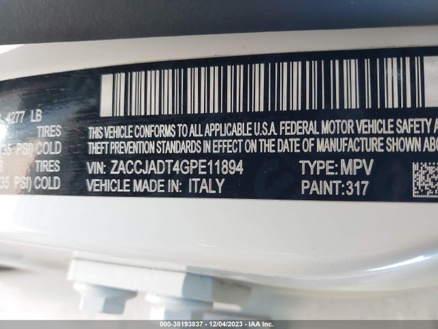 Jeep Renegade Limited 2016 ZACCJADT4GPE11894 Image 9