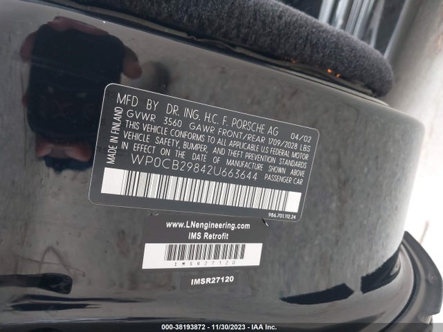 2002 PORSCHE BOXSTER WP0CB29842U663644 Photo 8