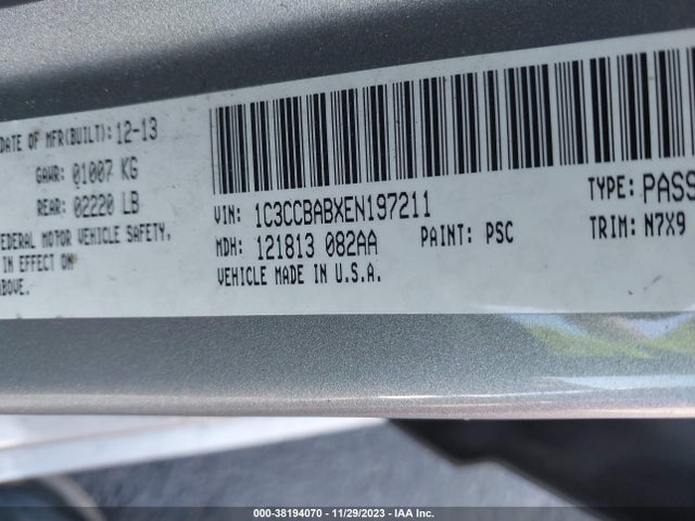 1C3CCBABXEN197211 Chrysler 200 LX