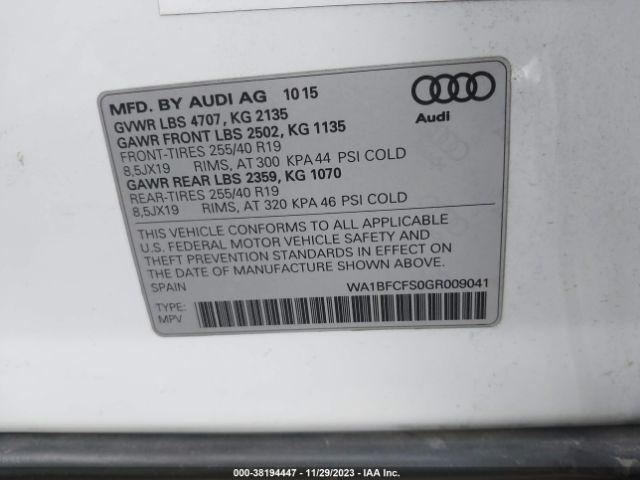 WA1BFCFS0GR009041 Audi Q3 2.0t Premium Plus