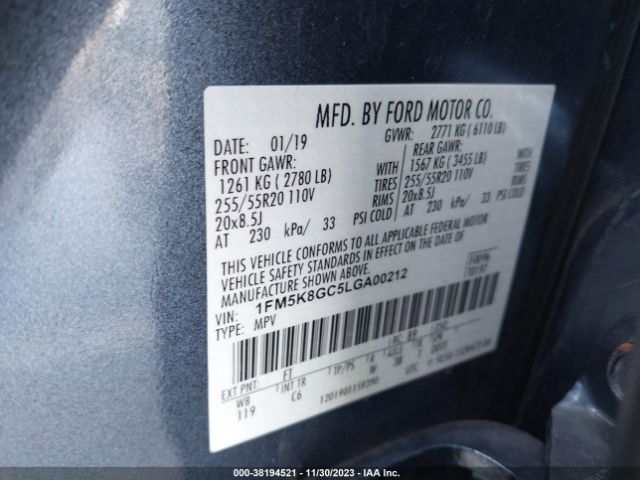 1FM5K8GC5LGA00212 Ford Explorer St