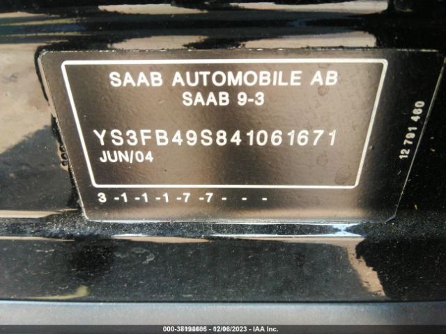 2004 SAAB 9-3 YS3FB49S841061671 Photo 8