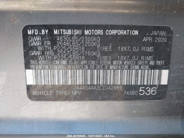 JA4AS4AA2LZ042886 Mitsubishi Eclipse Cross Le 1.5t