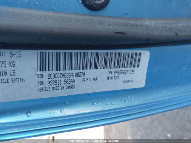 2C3CDZAG3GH108270 Dodge Challenger Sxt Plus