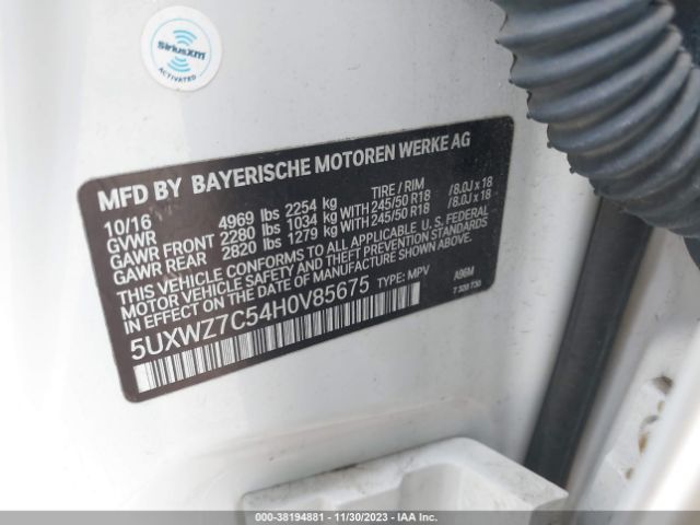 5UXWZ7C54H0V85675 BMW X3 Sdrive28i