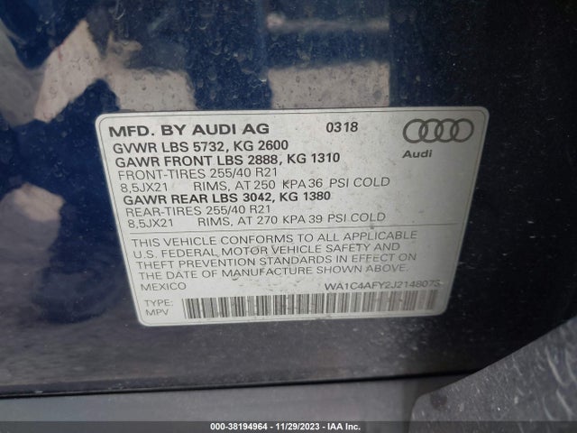 WA1C4AFY2J2148073 Audi Sq5 3.0t Premium Plus