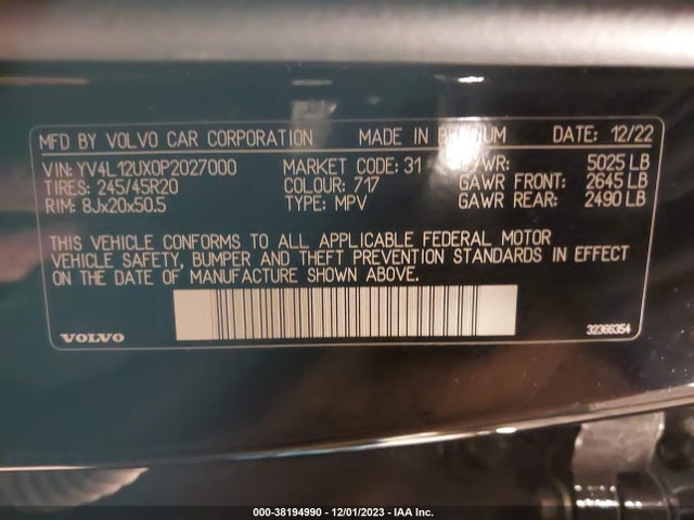 YV4L12UX0P2027000 Volvo Xc40 B5 Ultimate Dark Theme