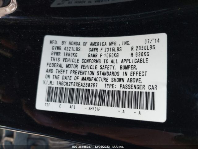 1HGCR2F8XEA288267 Honda Accord Ex-l