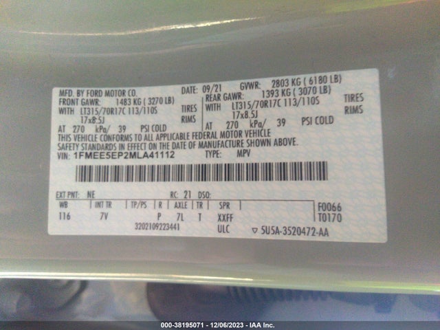 Ford Bronco First Edition 2021 1FMEE5EP2MLA41112 Image 9