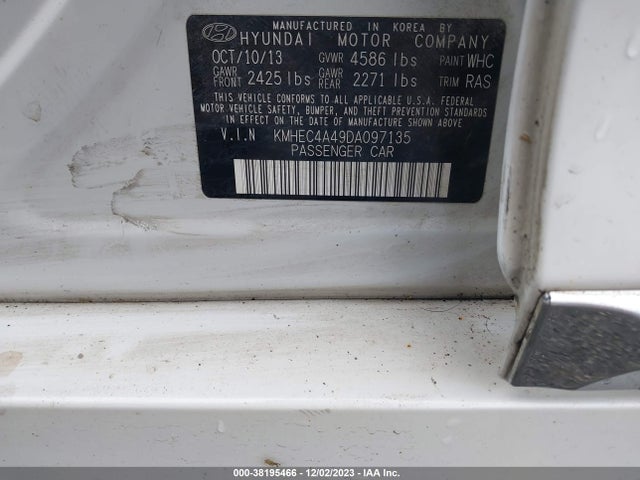 2013 HYUNDAI SONATA HYBRID LIMITED VIN: KMHEC4A49DA097135